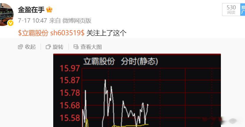 $立霸股份 sh603519$ 这名字取得好威武霸气，开盘即涨停！ 