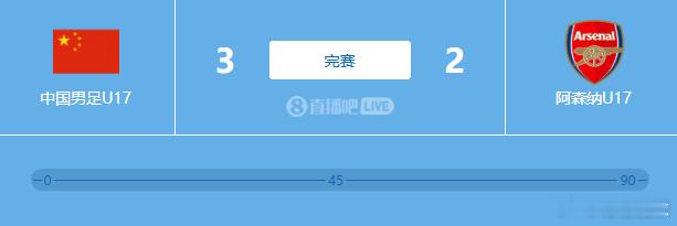 上海明日之星冠军杯 A 组第一轮，U17 国足坐镇上海浦东足球场对阵阿森纳 U1