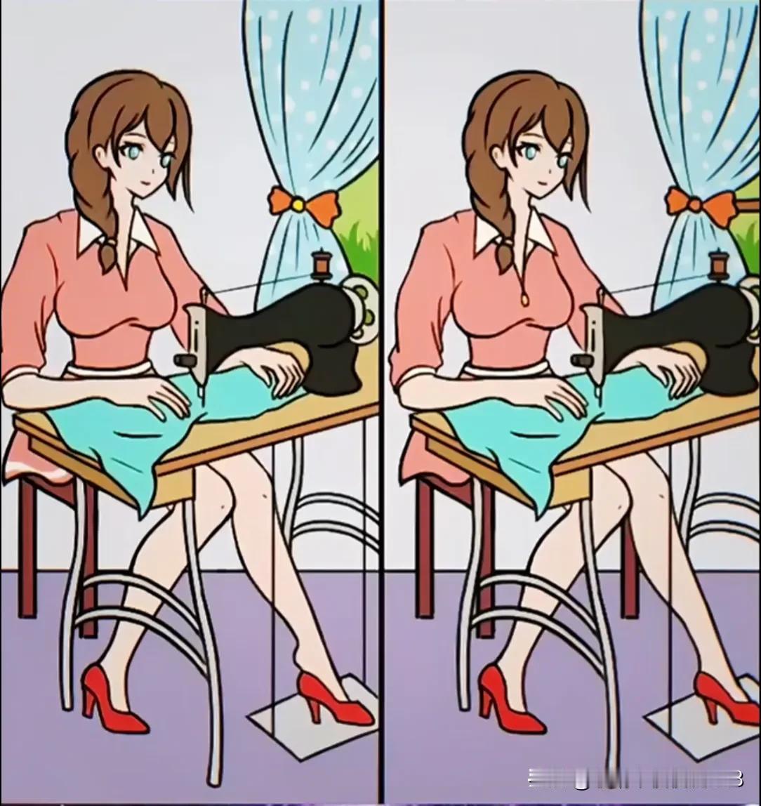 针线轻舞，美人笑靥
考眼力5处不同找找[灵光一闪]