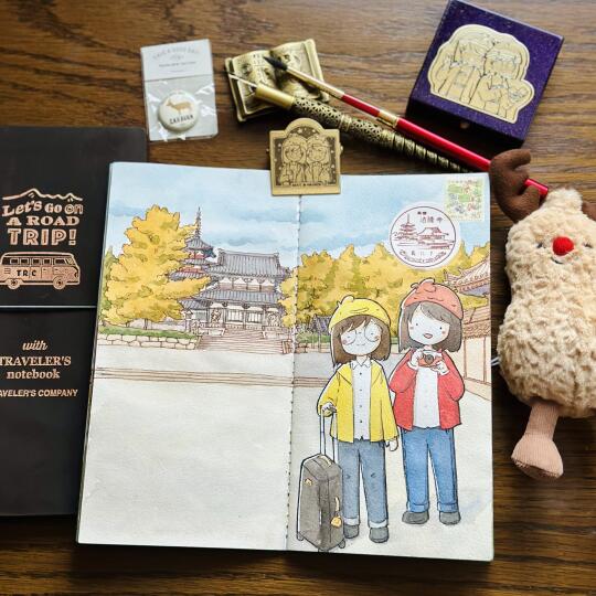 水彩手帐｜奈良斑鸠法隆寺