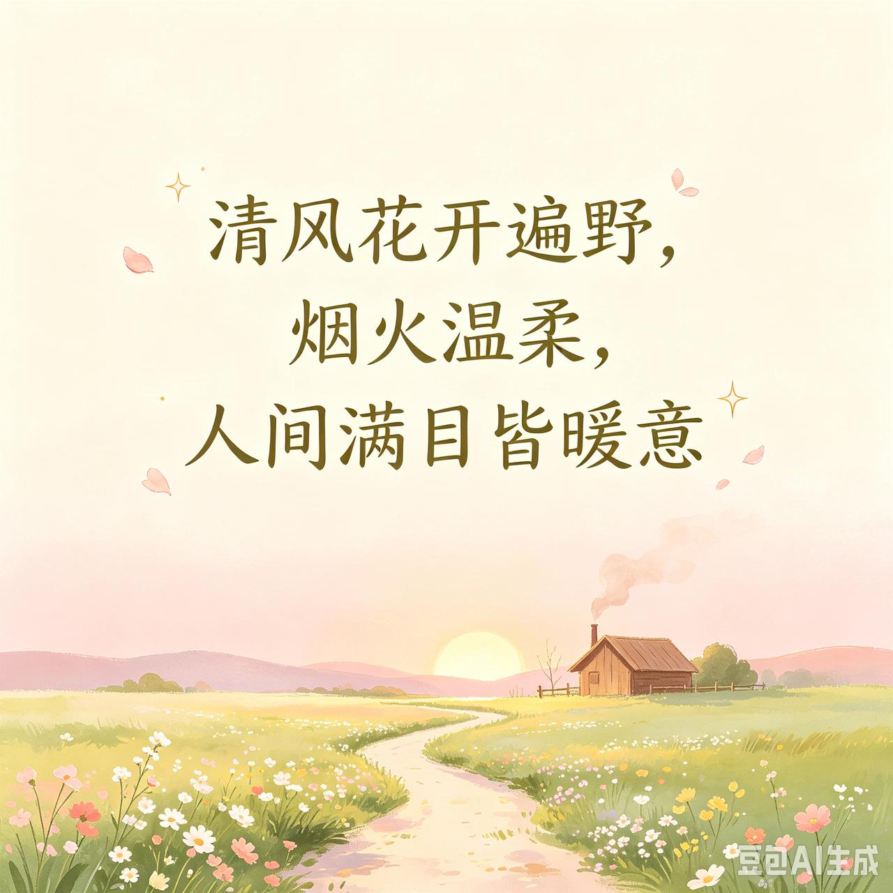 清风花开遍野，烟火温柔，人间满目皆暖意