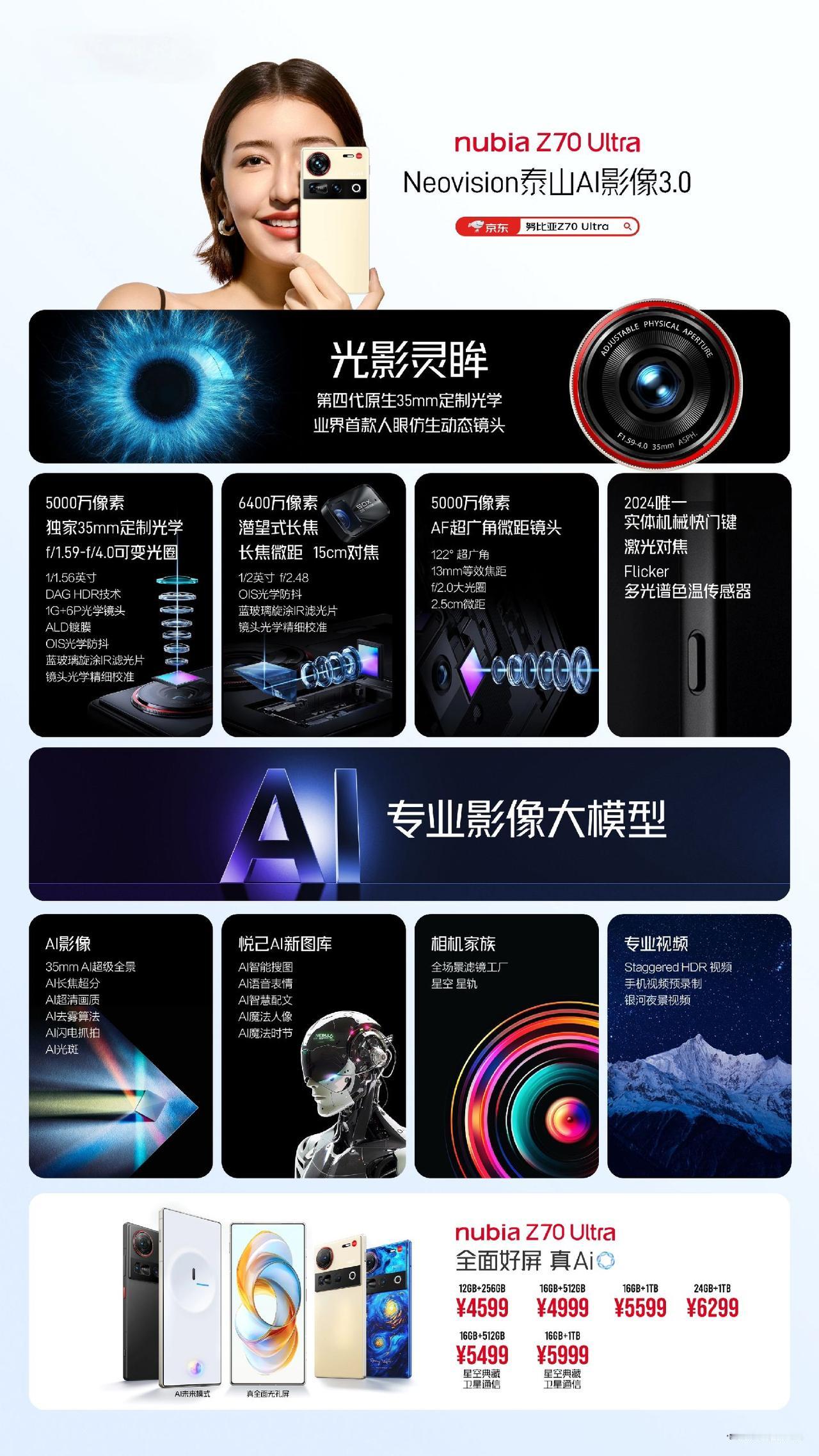 努比亚Z70Ultra价格已出！努比亚Z70Ultra价格太香了！
12+256