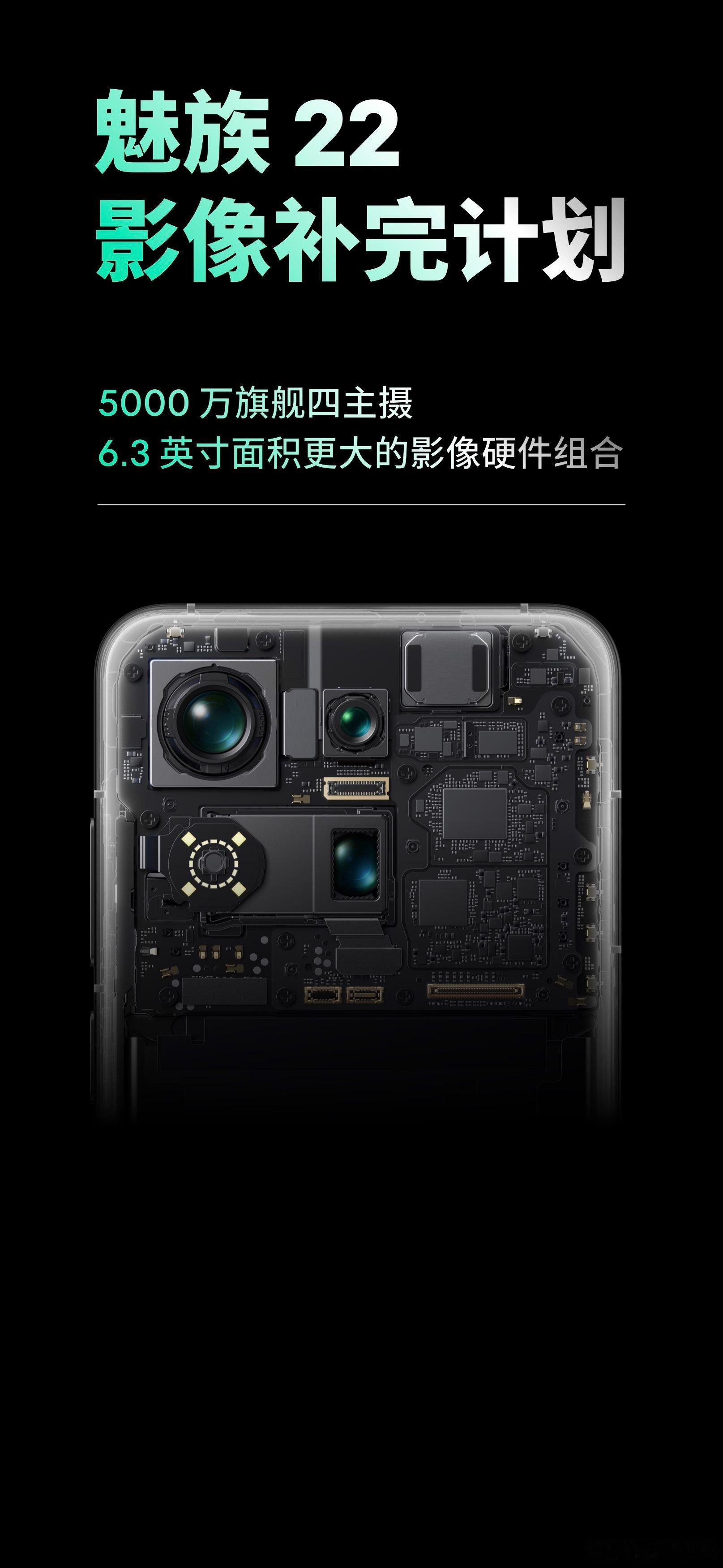 魅族22是魅族有史以来最强大的影像硬件。50MP超大底主摄OV50H满血版，50