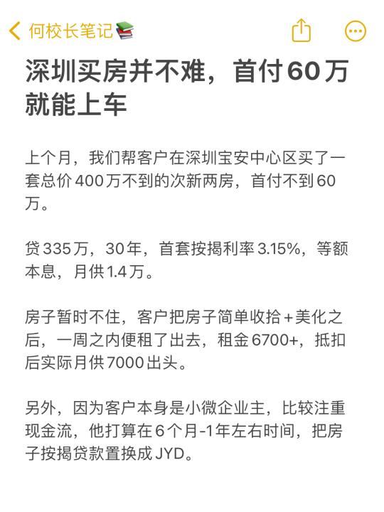 现在深圳的上车门槛真心不高
