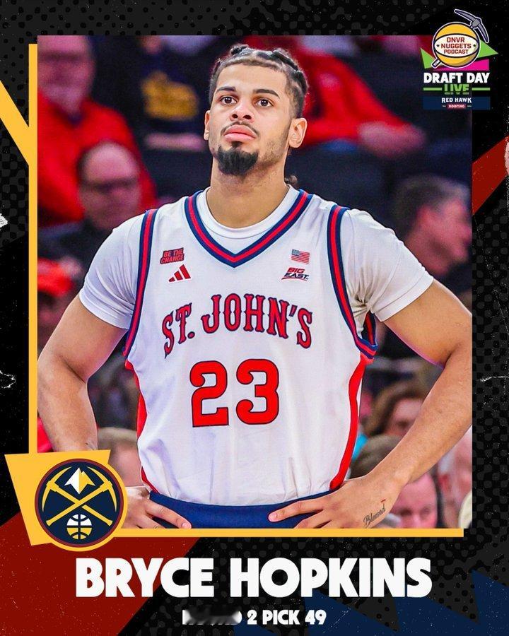 第 49 顺位选中了Bryce Hopkins布莱斯·霍普金斯。考虑到霍普金斯过