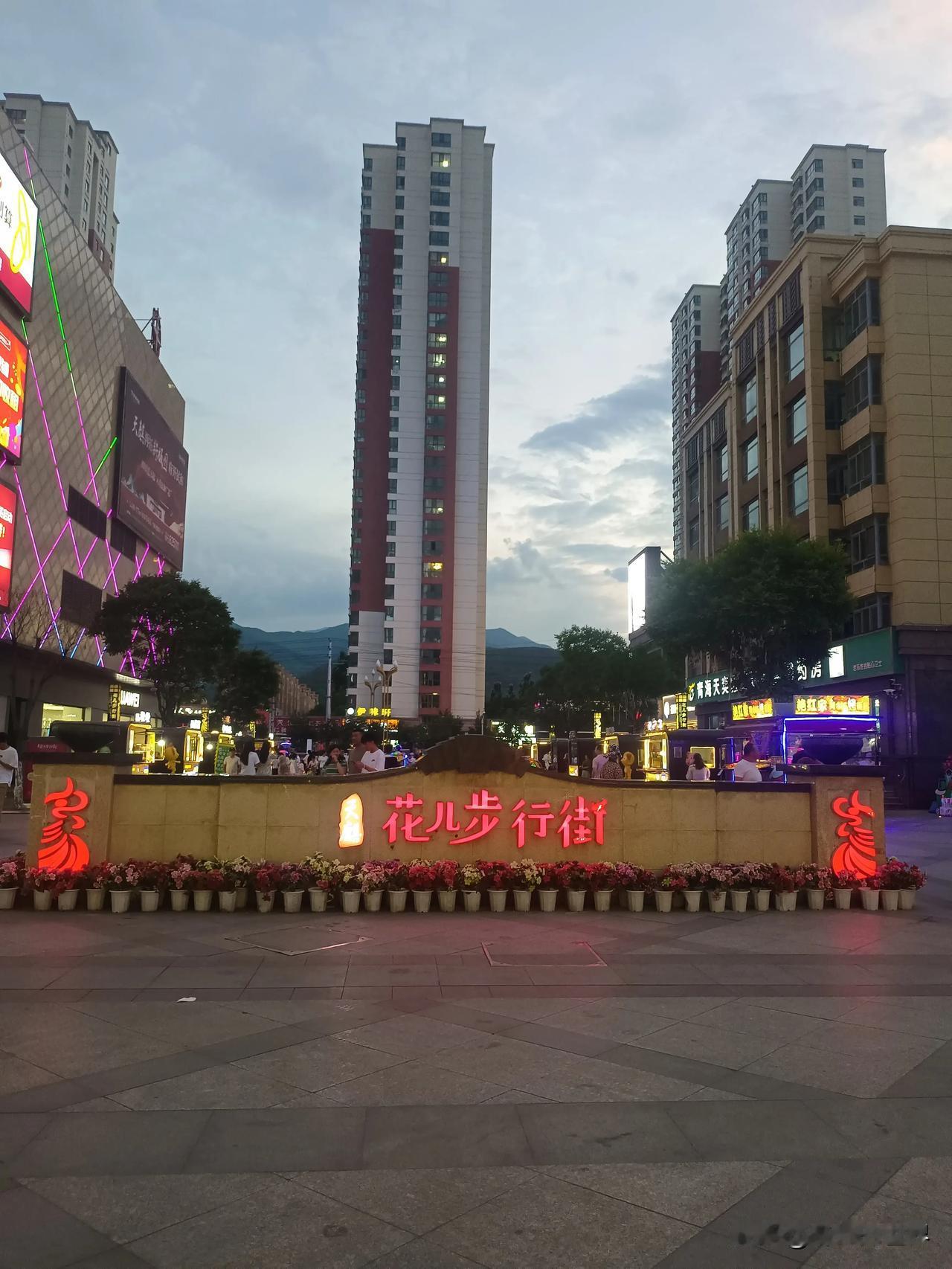 旅行～～
青藏高原上的青海土族回族大通，在夜晚的花儿步行街。