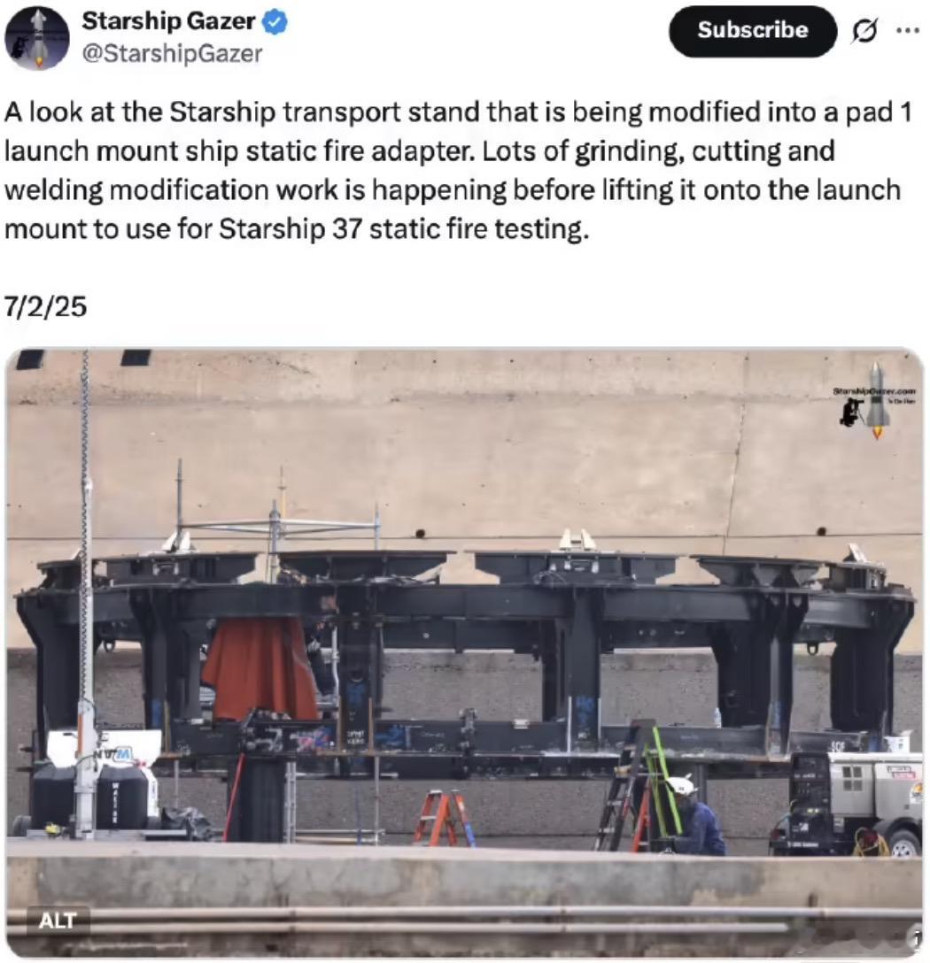 SpaceX开始测试平台重建工作SpaceX 在上月对旗下 Starship（星
