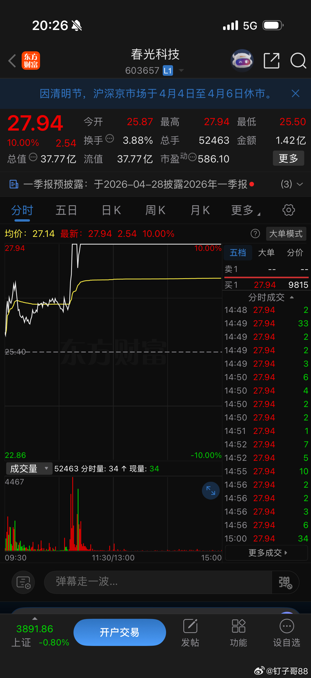 明日关注的：闽东电力春光科技顺发恒能 