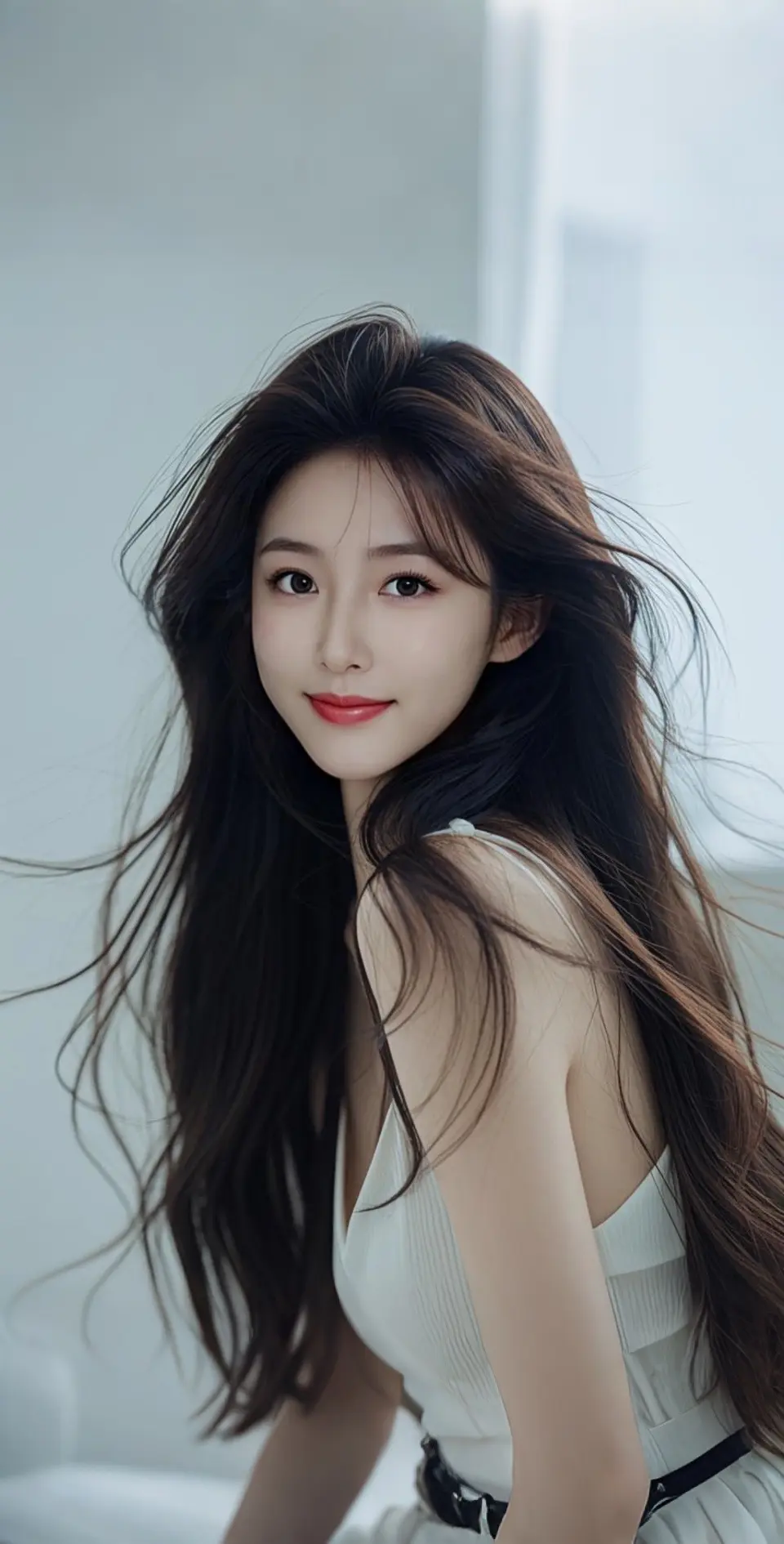 AI扩图 AI长发柔美