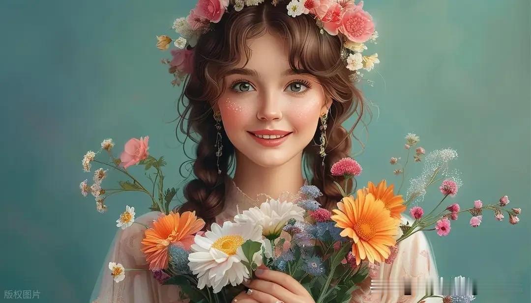 花海中的少女，绽放如花的微笑。花海少女感