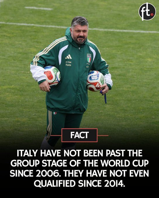 意大利将无缘本届世界杯。🇮🇹🏆自2006年夺冠以来，意大利在世界杯上的战绩