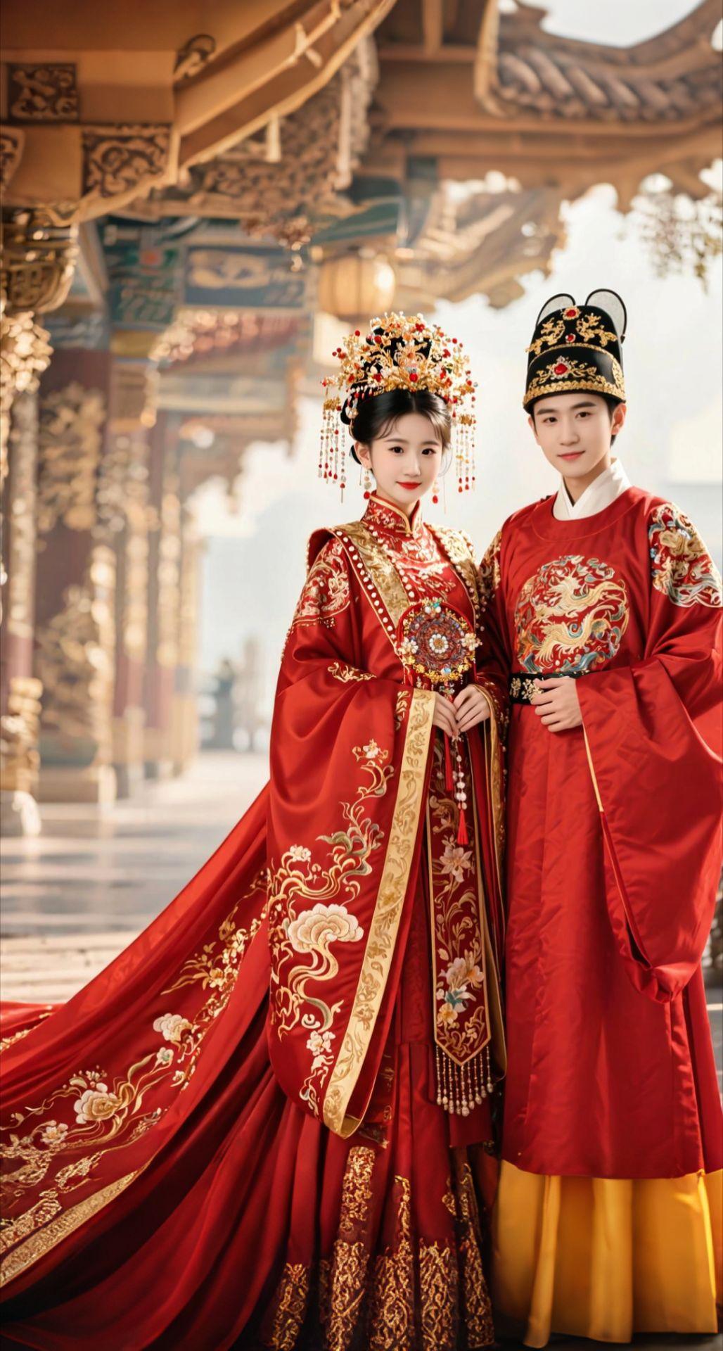AI扩图 AI仙侠婚服大片