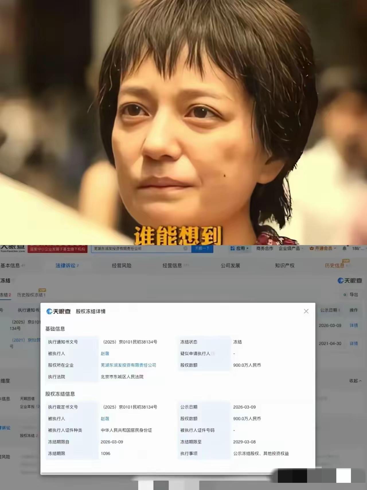 赵薇这回是彻底被“封”住了，
连资本退路都被堵得严严实实。

北京东城法院直接出