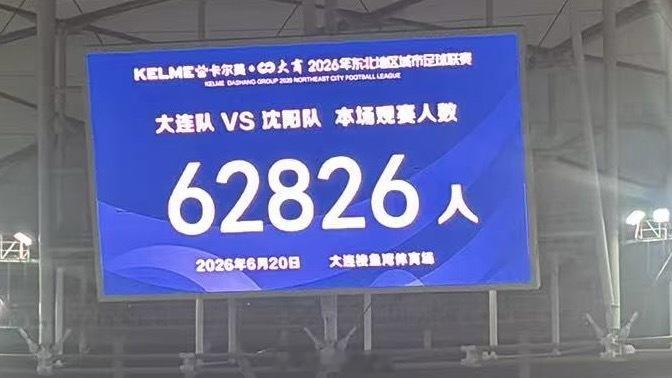 今日（6月20日）“东北超”大连vs沈阳的比赛，大连梭鱼湾足球场现场观众人数高达