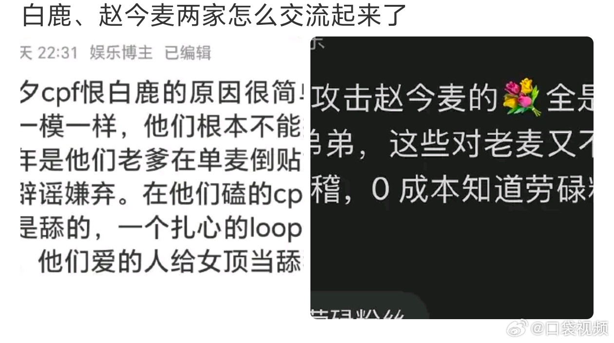 白鹿赵今麦粉丝赵今麦白鹿粉丝白鹿赵今麦发生什么事了，怎么两家粉丝交流起来了 