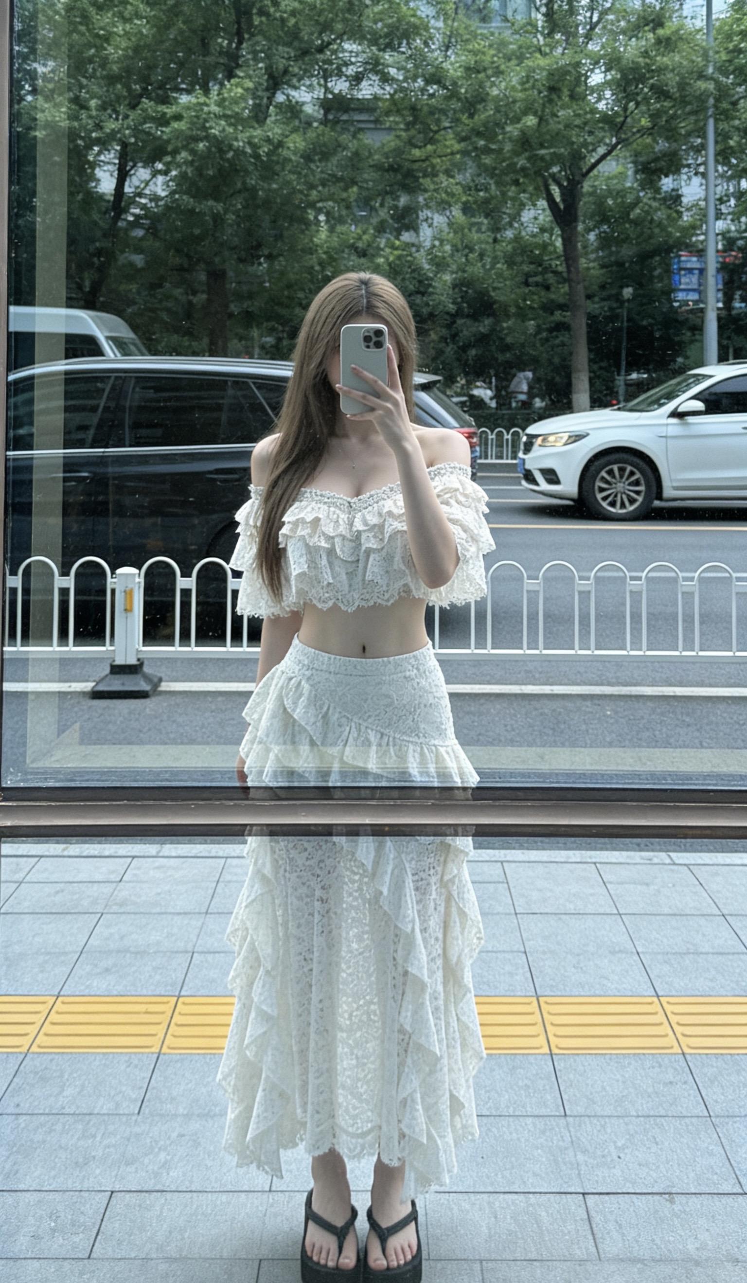 少女感夏日ootd 裙子穿搭氛围感 白裙look