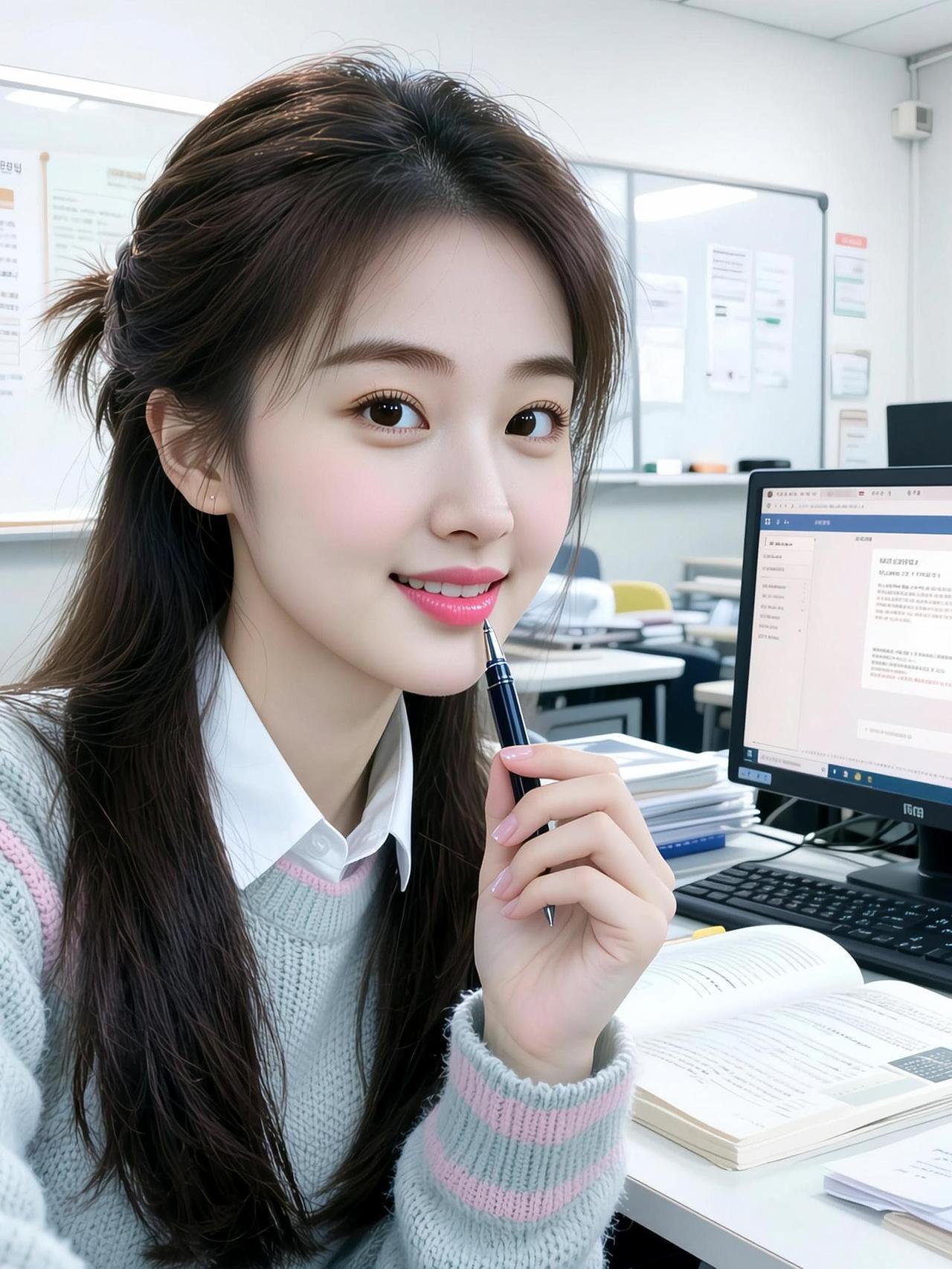 甜美教室自拍  抖音ai创作