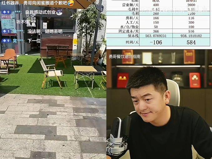刷到一段餐饮博主勇哥的分享，看完心里挺有感触。
一位39岁的老板娘，倾尽积蓄开了