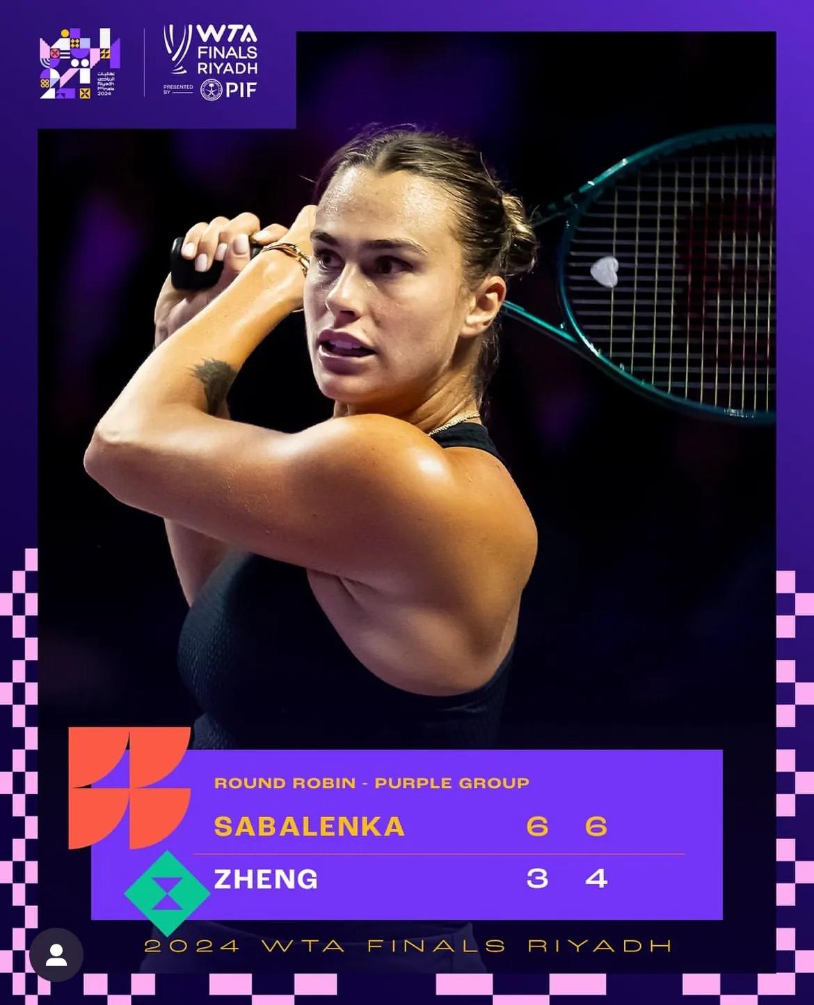 因为今早要早起，昨晚没有看萨巴伦卡和郑钦文的比赛。
醒来看结果不意外，其实是谁赢