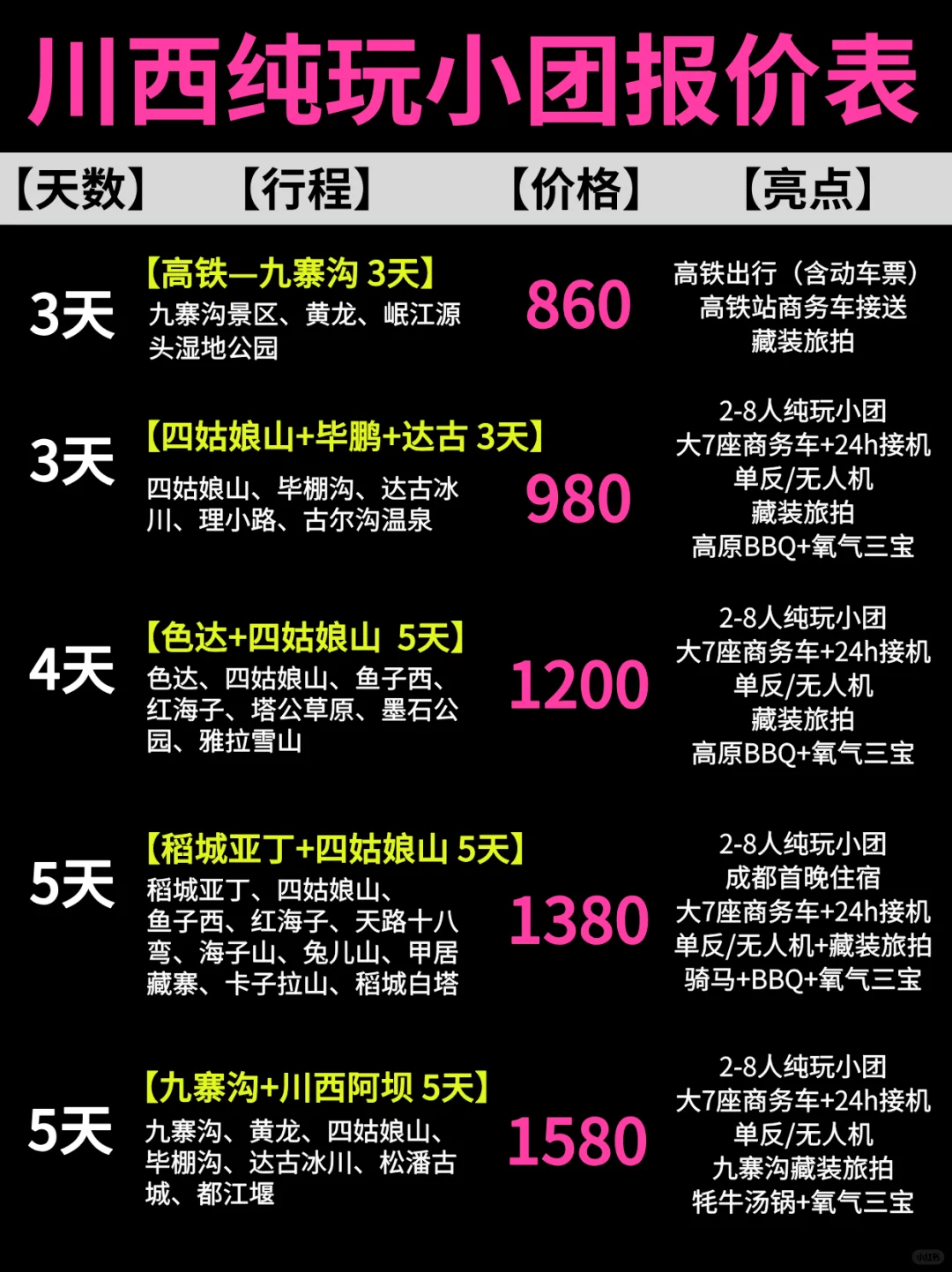 12-2月 | 川西纯玩小团价格表❌不要报贵了