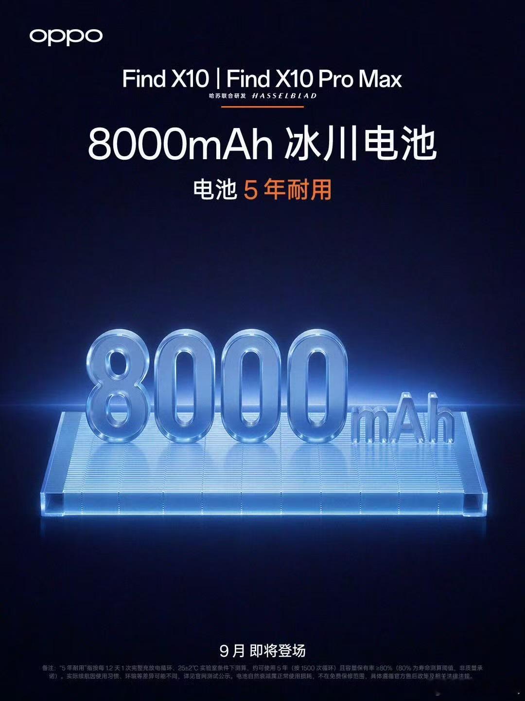 OPPO Find X10 系列8000mAh 超大电池，五年久用如新、低电量依