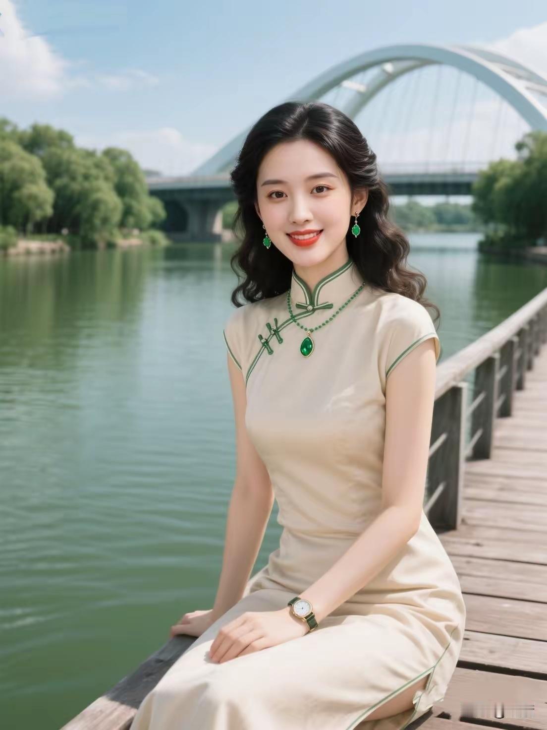 忆秦娥·江南佳人
江南风，
温柔恰似佳人梦。
佳人梦，
素袍临水，
翠波轻动。