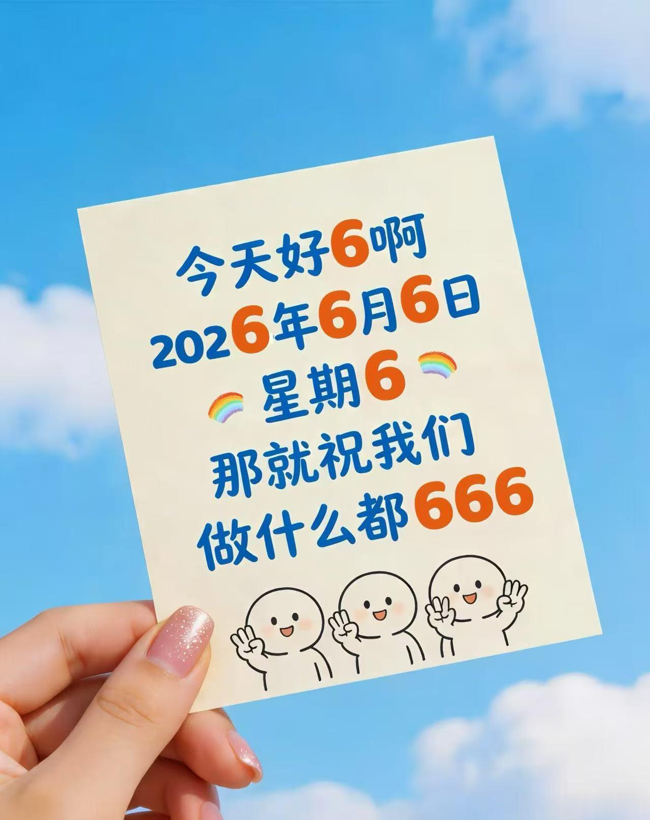 今天是2026年6月6日星期六6666，做什么都6祝即将考试的做题6的飞起 