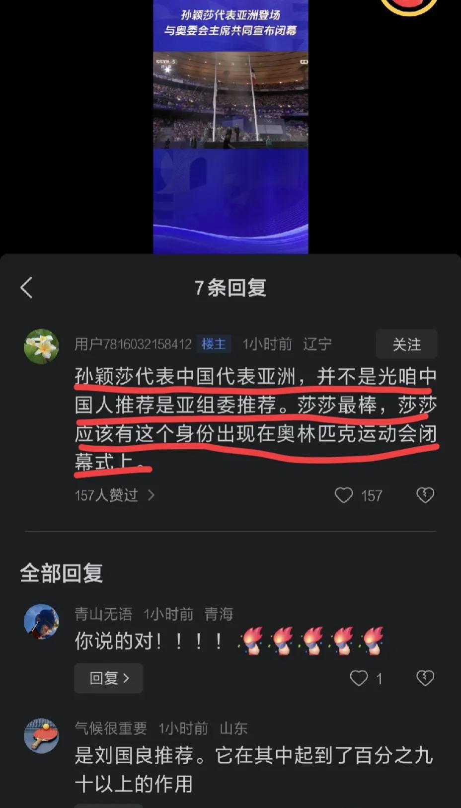 #孙颖莎闭幕式代表亚洲运动员登台# 这些评论的，如果是机器人，无所谓，反正这种情