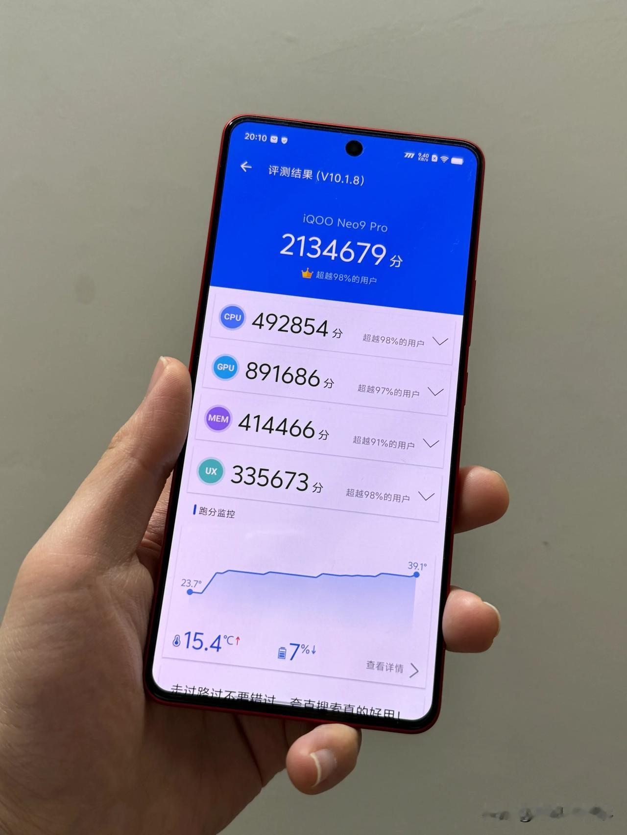 随便跑了个分，iQOO Neo9 Pro安兔兔213万分，比我之前一加12还高，