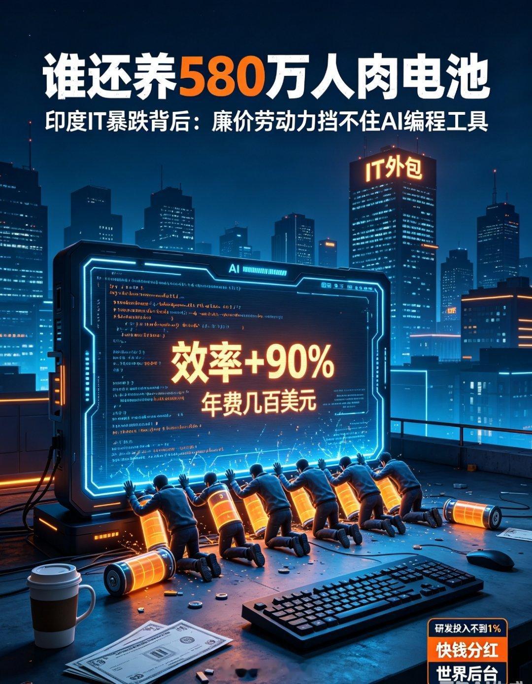 印度成首个被AI做空的国家印度IT业的暴跌，不是AI的错，是“躺赚差价”模式的现