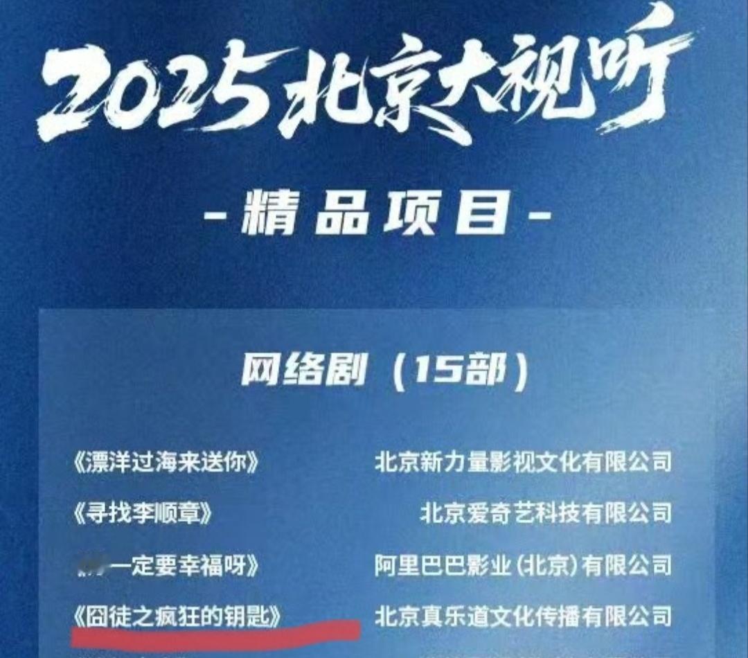 田嘉瑞囧徒入选网络视听精品项目恭喜田嘉瑞主演作品《囧徒之疯狂的钥匙》入选2025