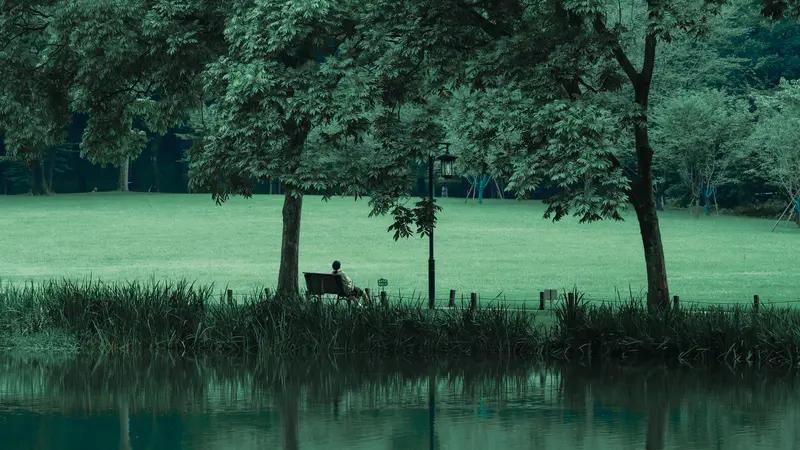 我最幸福的事，是在城市漂泊中享受那片刻宁静。忙碌一天后，坐在公园长椅上，看着夕阳