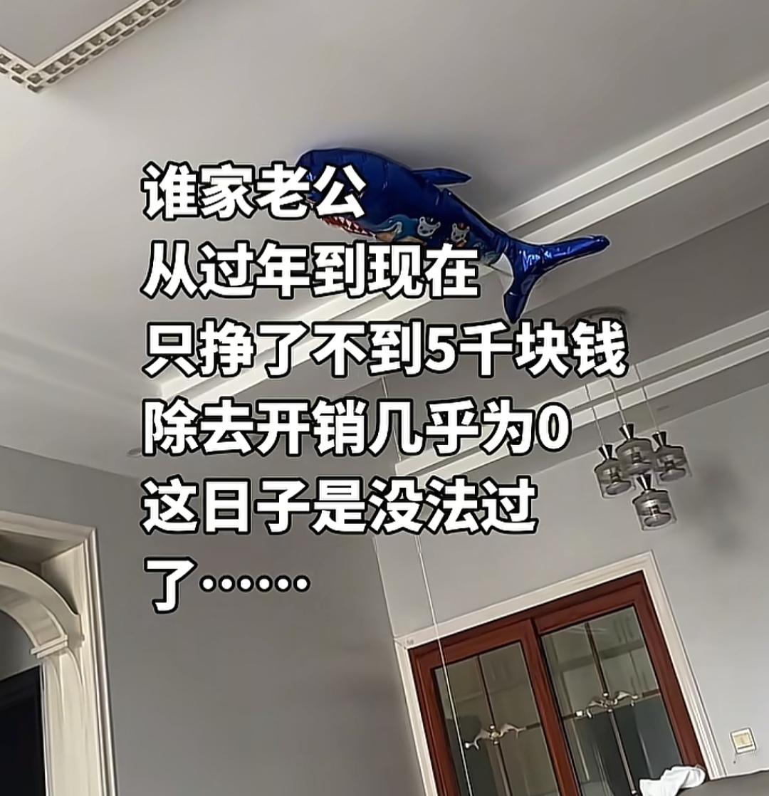 谁家老公从过年到现在，只挣了5000不到。
看到这句话我有点泪目，内心是心酸的，