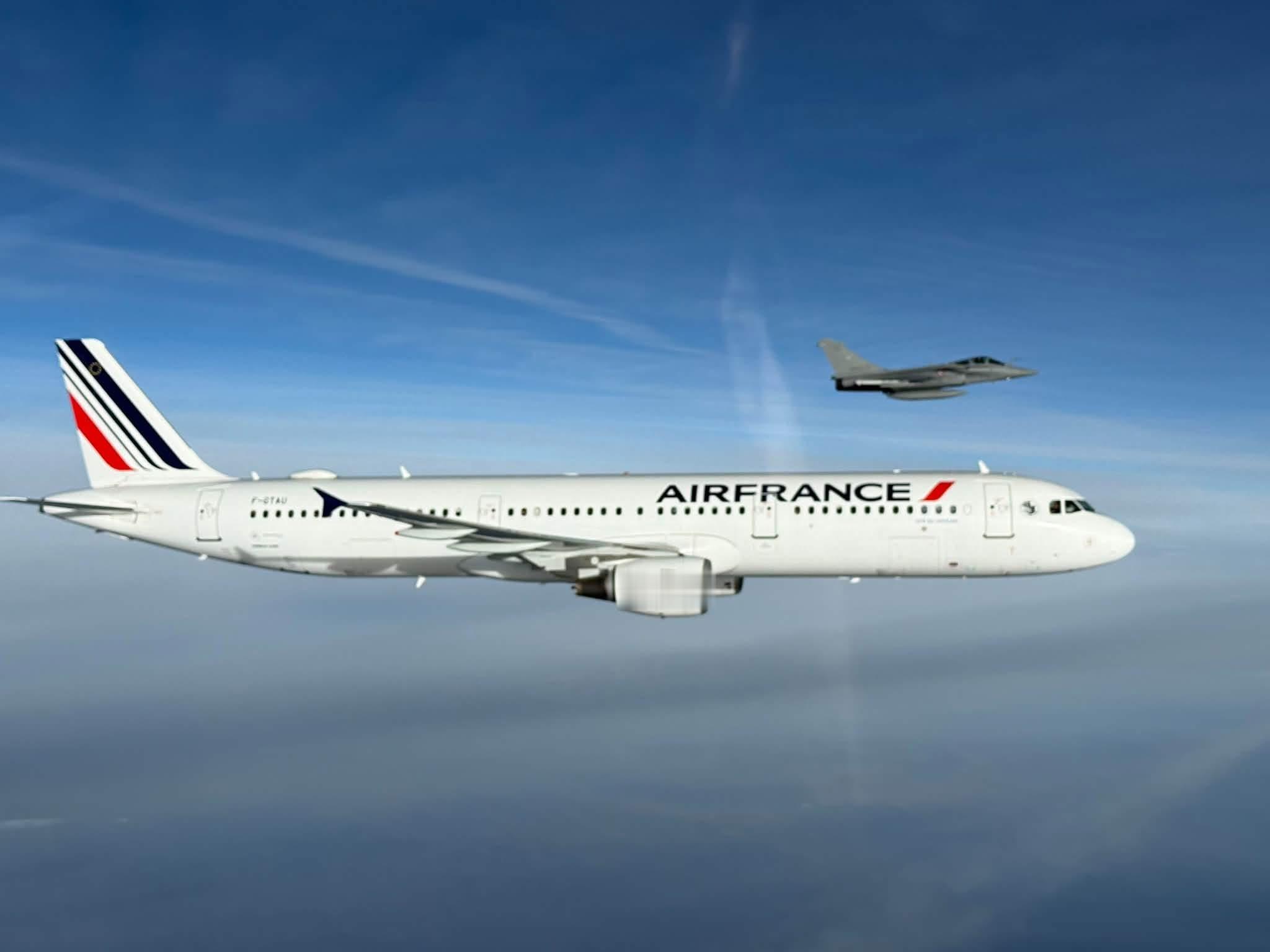 空客A321与达索阵风同框空对空摄影法国空天军（AAE）第5联队EC1/5“旺代