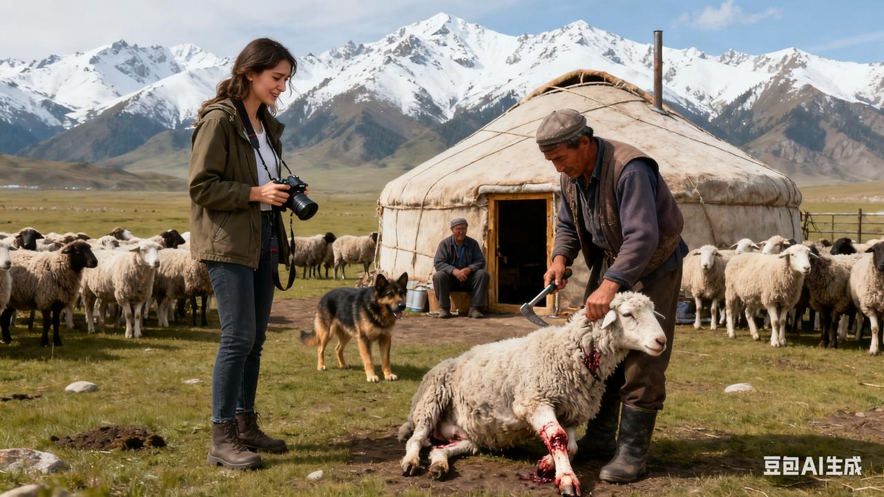 新疆阿勒泰，女子自驾游不小心撞上了一位牧民家的羊，羊腿骨折，救不活了。女子觉得肯