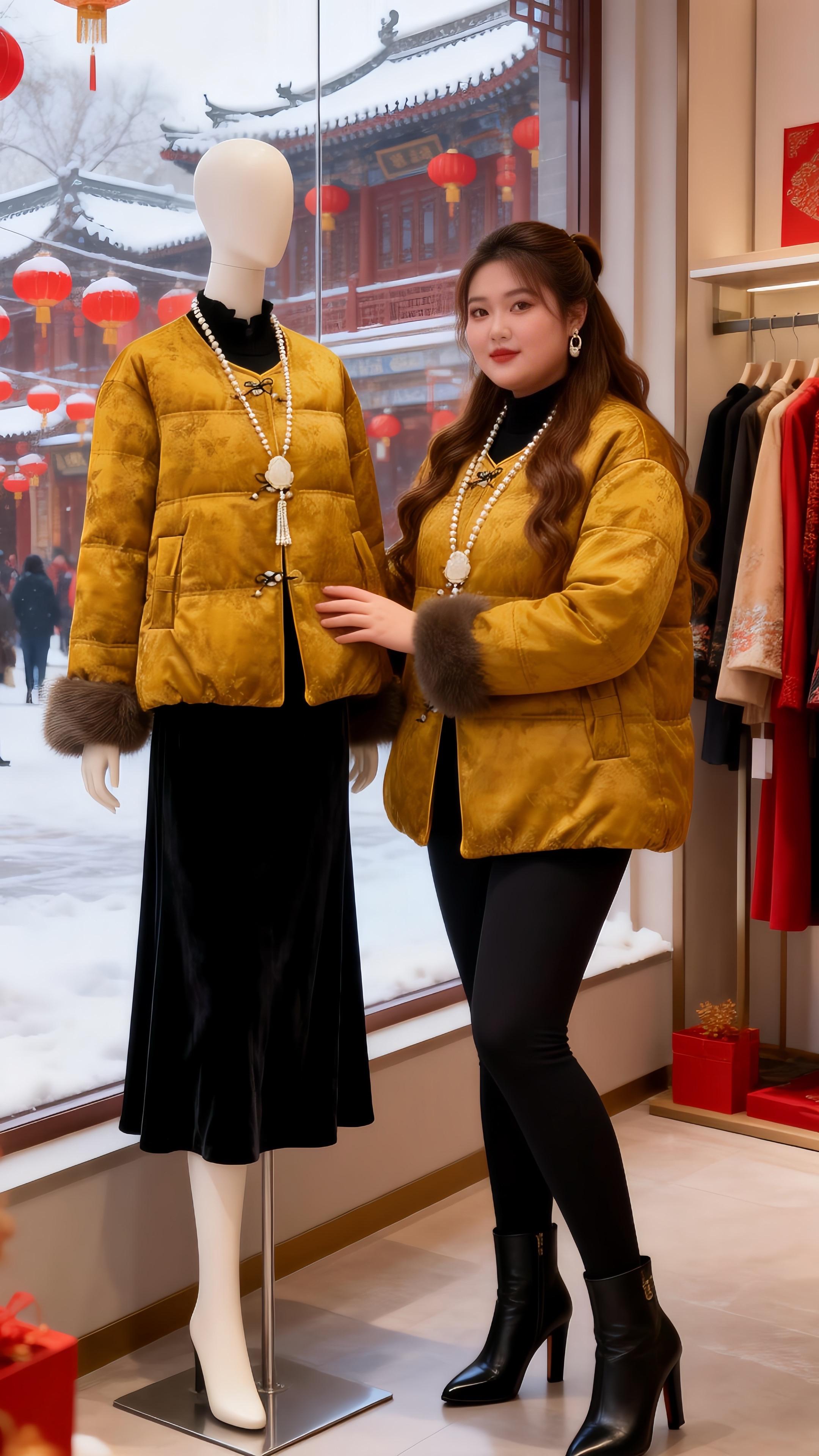 大码女装国风棉服 新年好运红我先穿上了冬日穿搭一周不重样微胖女生冬日衣服测评