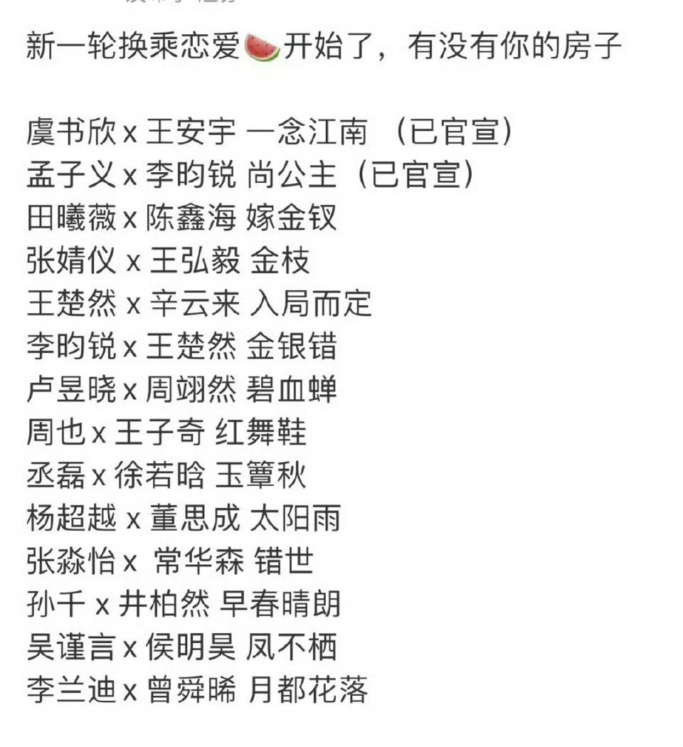 新的一轮换乘，换乘池的阵容又向下一个梯队艺人 ​​​