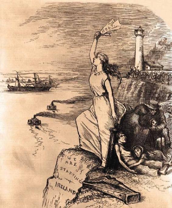 1845年到1850年，爱尔兰大饥荒造成了100万人死亡，200万人移民。

这