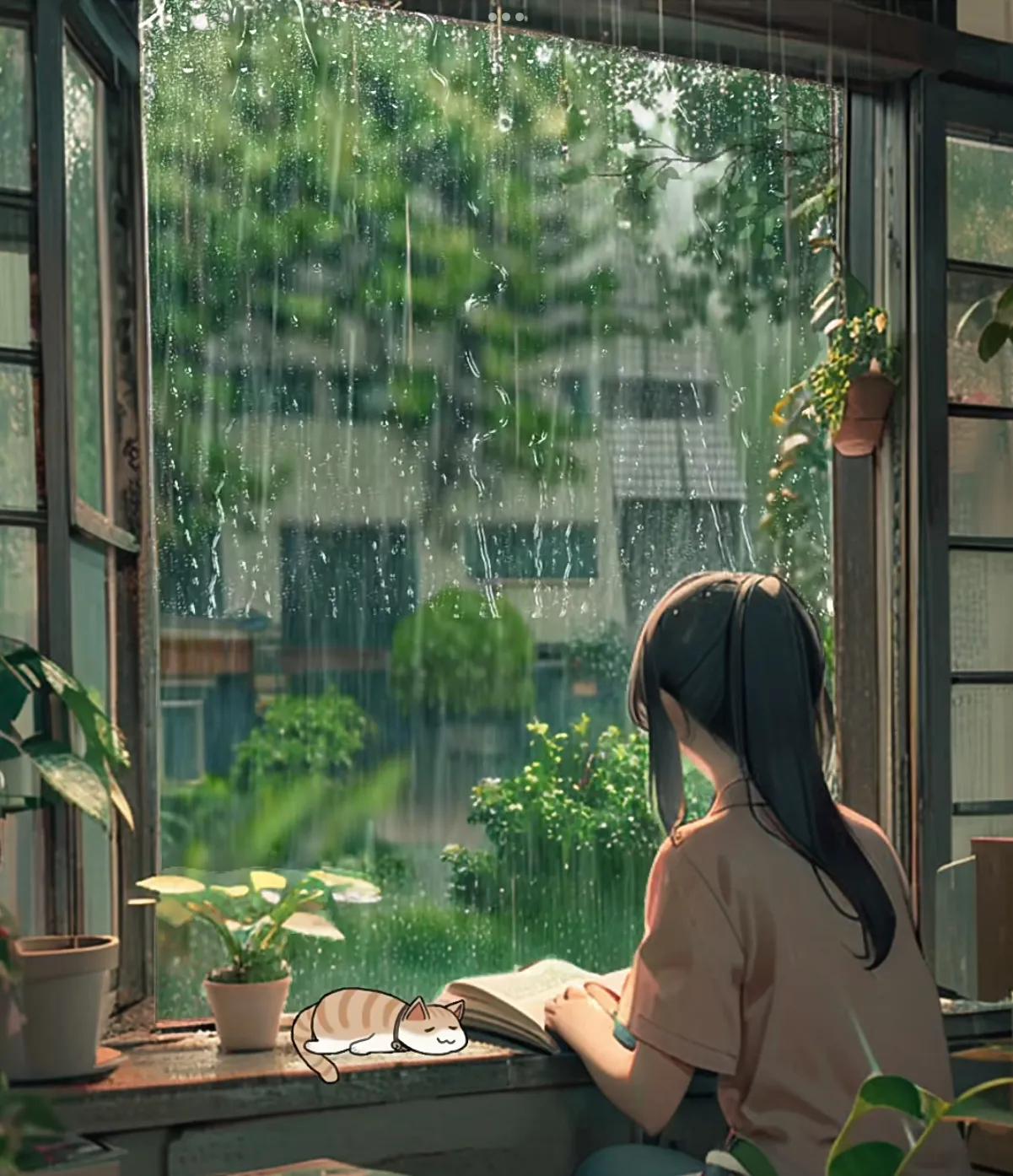上联：推窗听雨落
下联：开门看日出