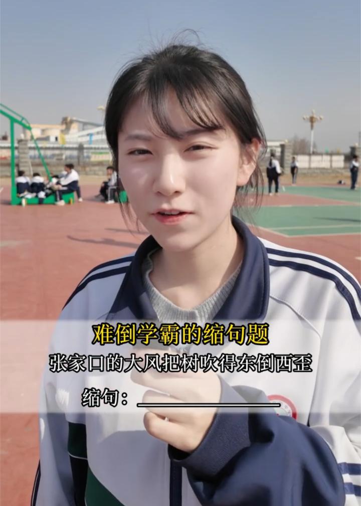 难倒学霸的一道缩句题，你的答案是什么？
张家口的大风把树吹得东倒西歪，请缩句