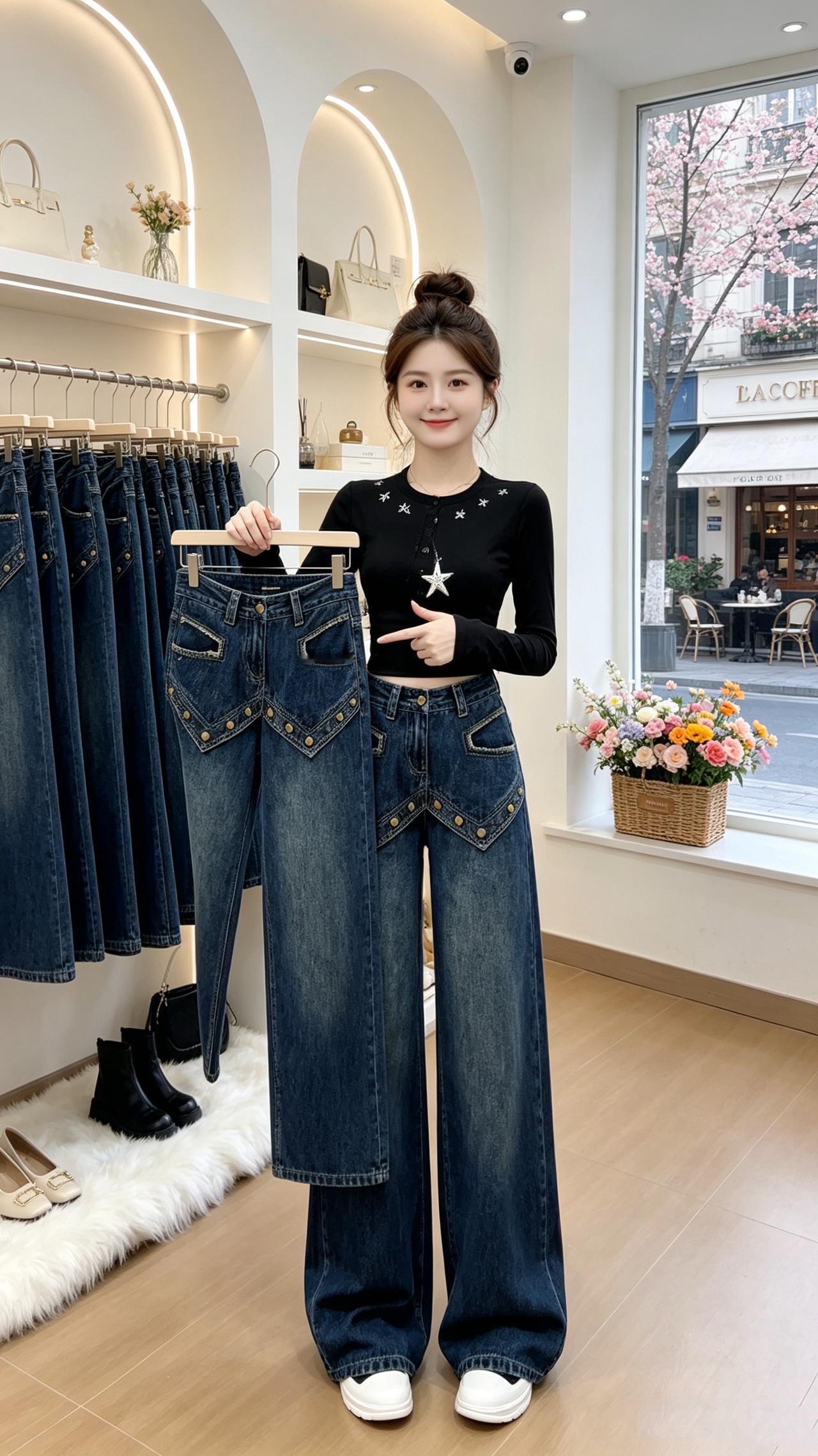 春秋牛仔裤高腰显瘦显高显瘦显腿长