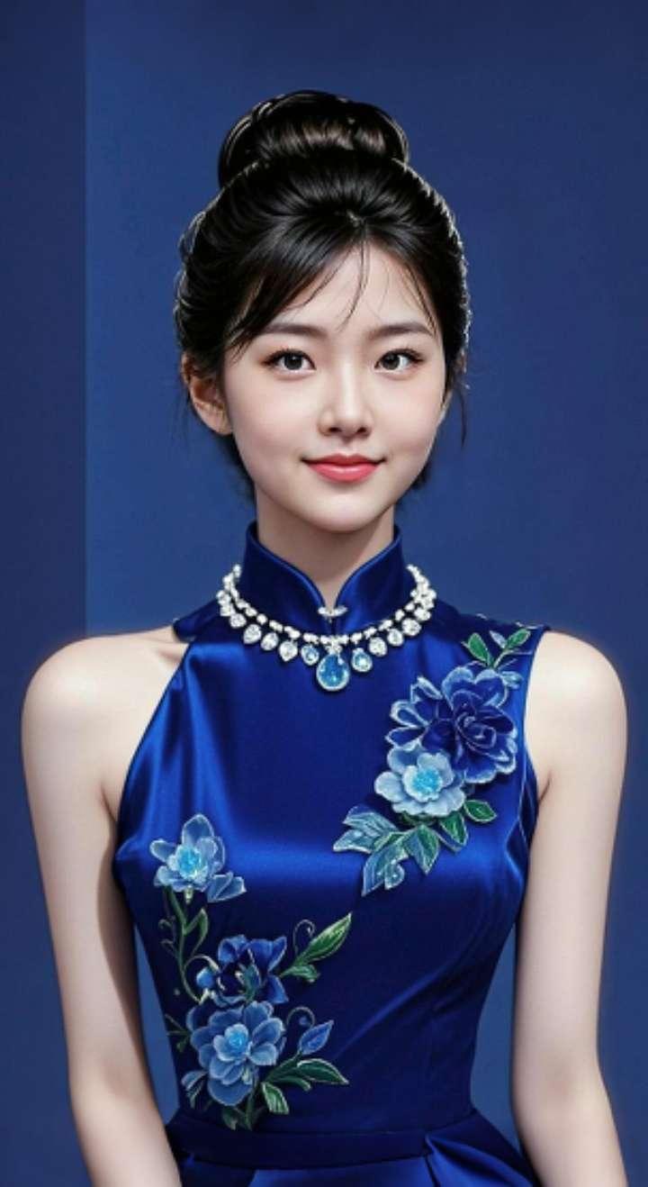 AI扩图 AI蓝韵佳人