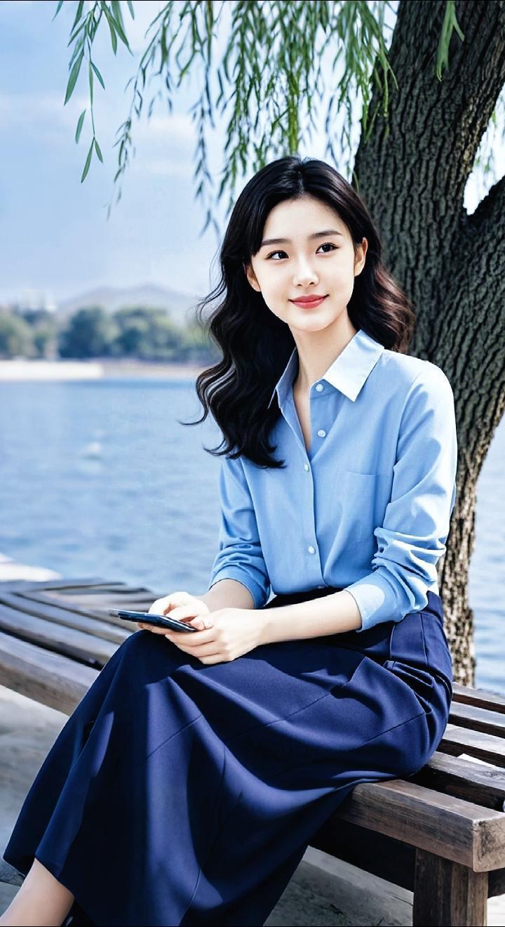 AI扩图 AI蓝衫浅笑