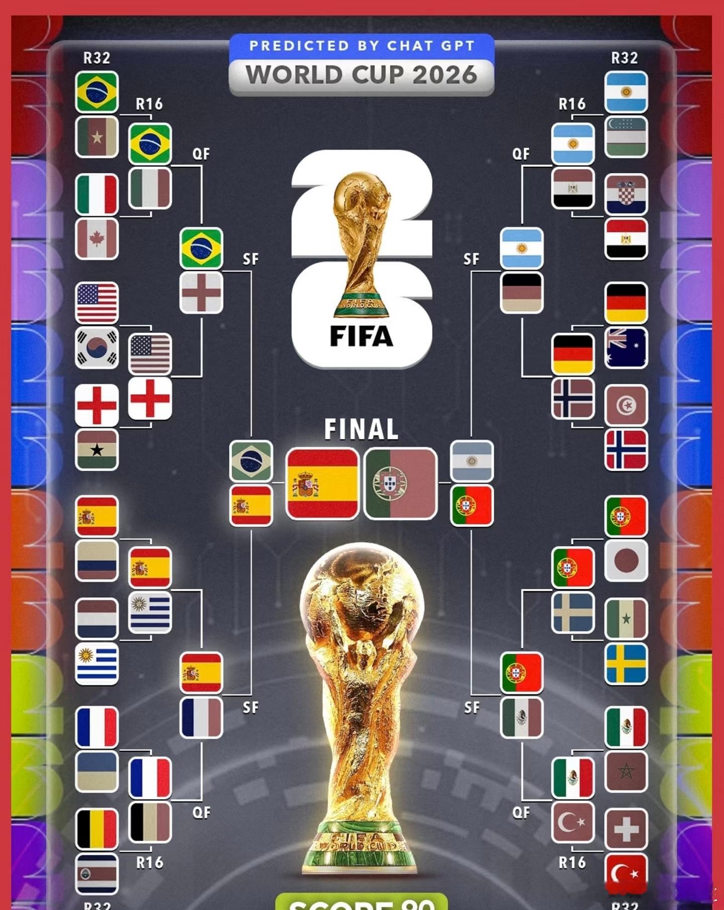 终极剧本：葡萄牙淘汰阿根廷，决赛战西班牙！C罗世界杯封王可能吗？这个对阵流量拉满