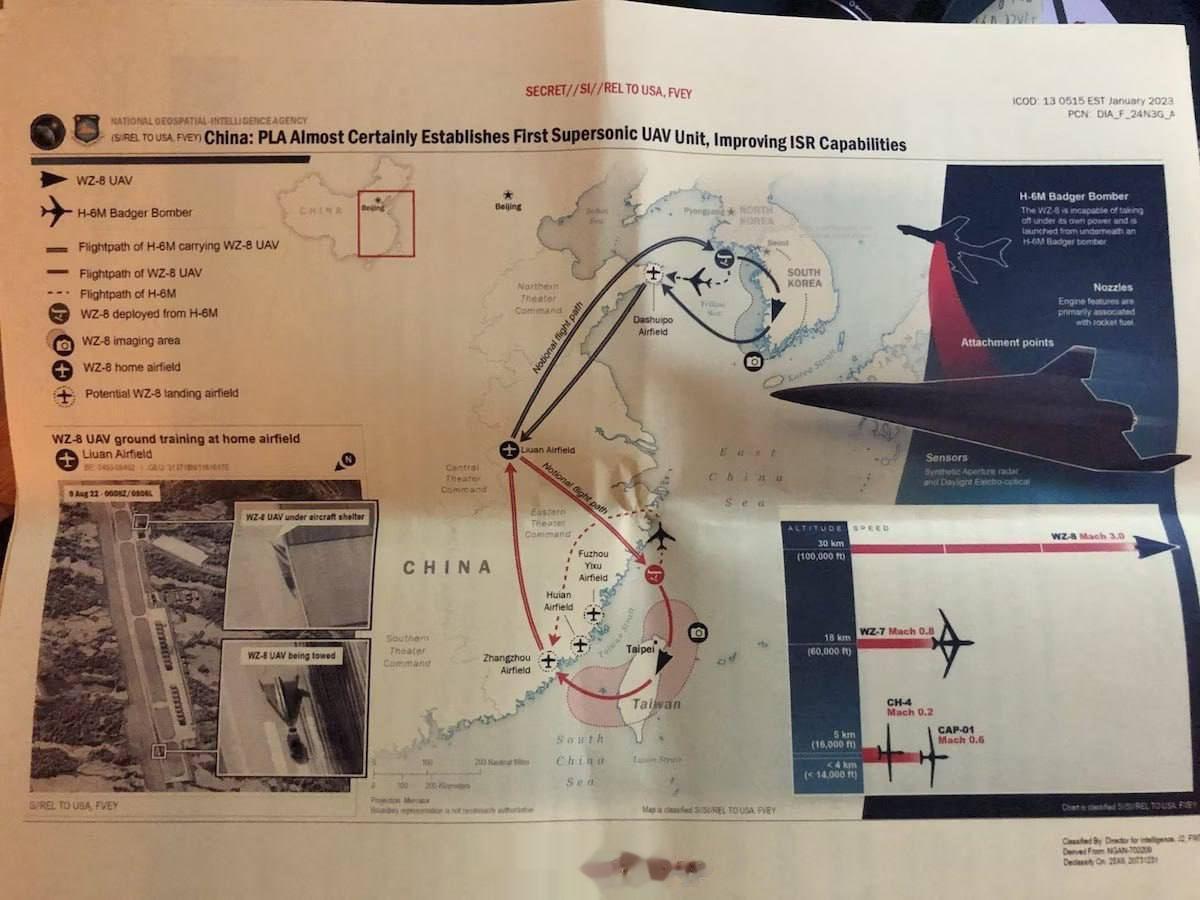 美国五角大楼“泄露”的文件声称，中国肯定会建立第一支超音速无人机部队，提高ISR