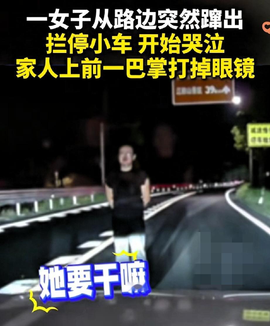 浙江深夜那事儿看得人后背一凉——

黑衣姑娘哭着就往马路中间冲，直接逼停正在开的