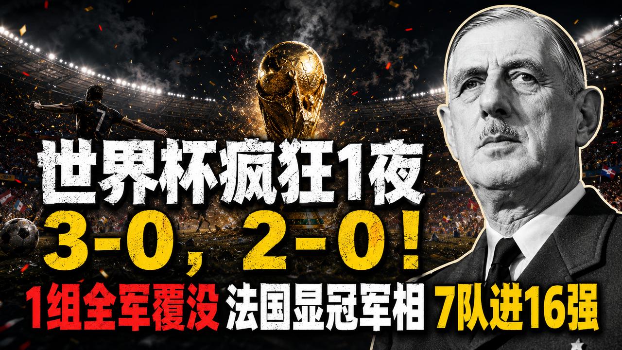 3-0，2-0，世界杯疯狂1夜：1小组全军覆没 法国显冠军相 7队进16强
20