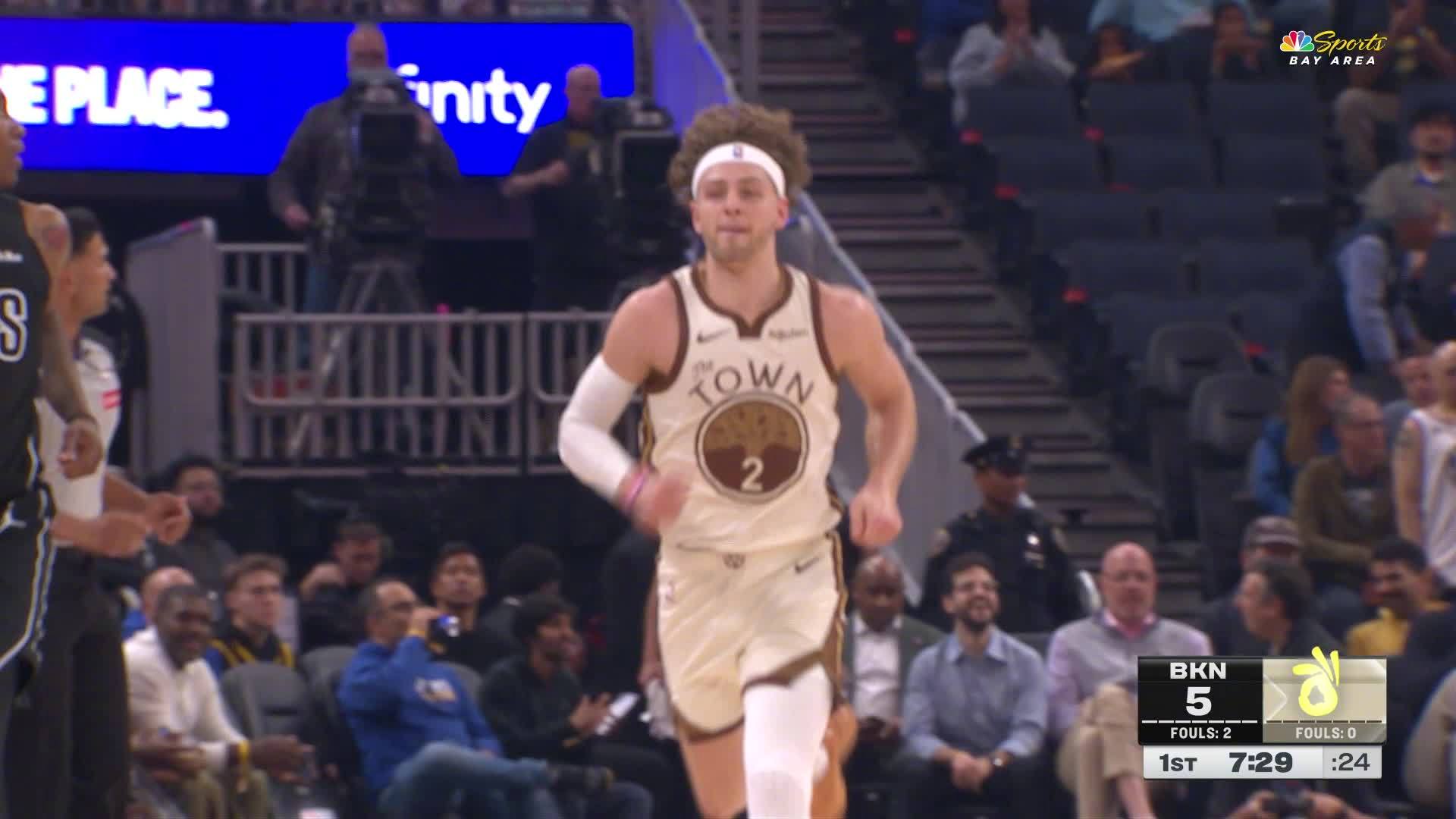 波齐姆斯基三分命中🎯勇士10:7篮网。篮网vs勇士