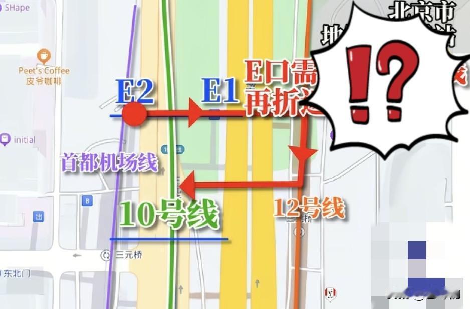 好家伙！12号线新出入口看着方便，为什么却成了“冤枉路入口”？
 
北京三元桥地