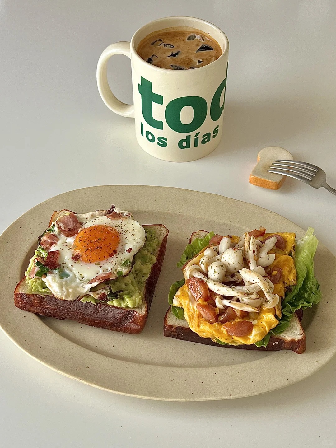 早午餐｜双拼开放式吐司三明治🥪冰美式☕️